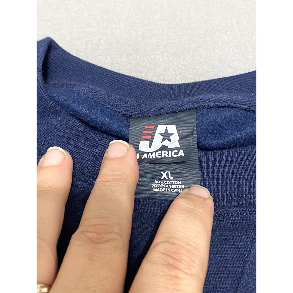 NWT J. America Penn State Fleece Sweater Mens XL Navy Blue Crew Neck Pullover - Picture 2 of 8